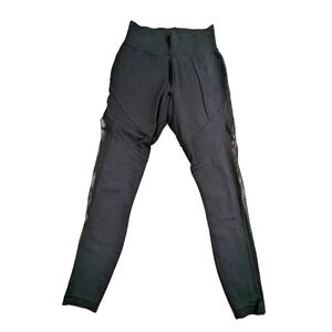 Tasc Performance sz S Leggings black stretchy mesh down sides of legs N4